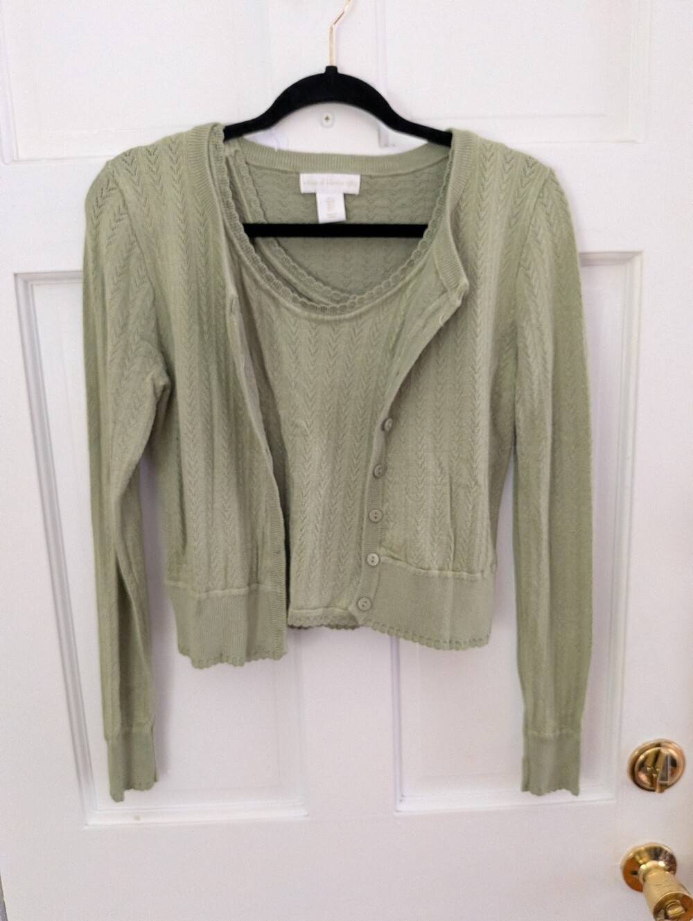 House of Harlow 1960 Sage Pointelle Cardigan & Tank Set XS - Picture 3 of 6